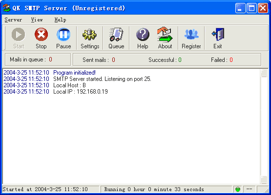 QK SMTP Server Screenshot